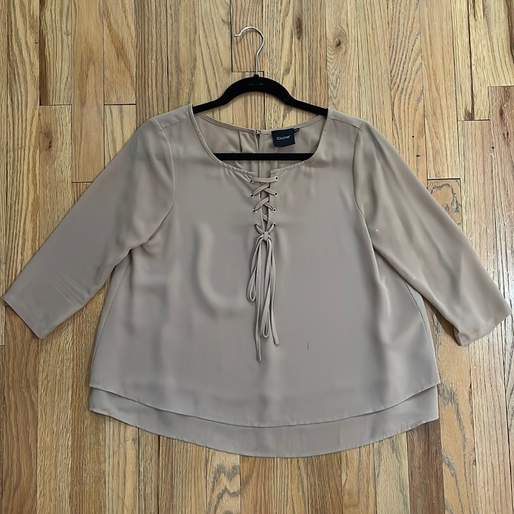 Tan tie-up blouse